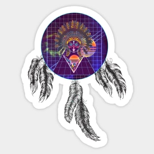 Futuristic indian girl in the dreamcatcher Sticker